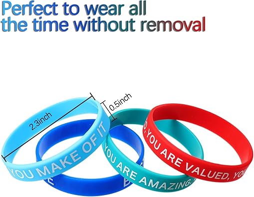 60 Pieces Motivational Quote Rubber Wristbands Colored Inspirational Silicone Bracelets Stretch Unisex Wristbands for Women Men Gifts, 20 Styles