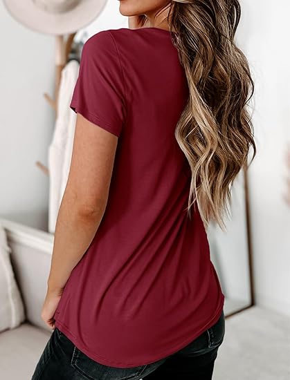 VICHYIE Summer Tops Women Short Sleeve Shirts Beach Vacation Outfits Plus Size Tshirts Casual Loose Clothes