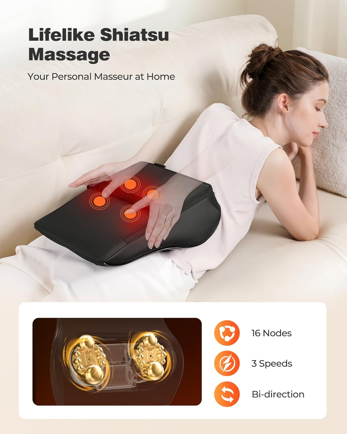 Shiatsu Neck Massager with Heat, 3D Kneading Back Massage Pillow for Pain Relief, Massagers for Neck and Back, Shoulder, Leg, Gifts for Men Women Mom Dad, Stress Relax at Home Office and Car
