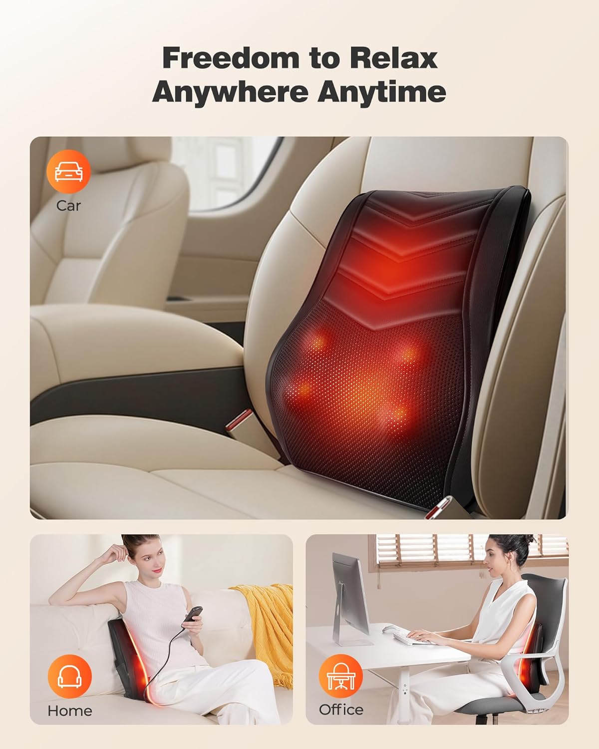 Shiatsu Neck Massager with Heat, 3D Kneading Back Massage Pillow for Pain Relief, Massagers for Neck and Back, Shoulder, Leg, Gifts for Men Women Mom Dad, Stress Relax at Home Office and Car