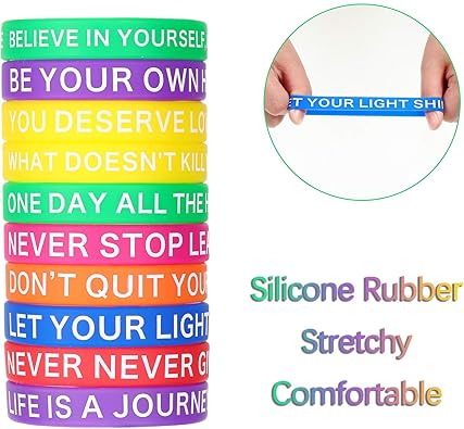 60 Pieces Motivational Quote Rubber Wristbands Colored Inspirational Silicone Bracelets Stretch Unisex Wristbands for Women Men Gifts, 20 Styles