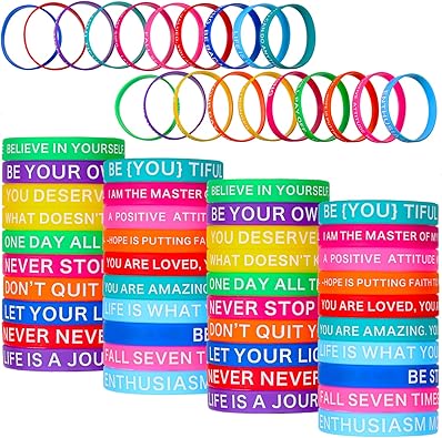 60 Pieces Motivational Quote Rubber Wristbands Colored Inspirational Silicone Bracelets Stretch Unisex Wristbands for Women Men Gifts, 20 Styles
