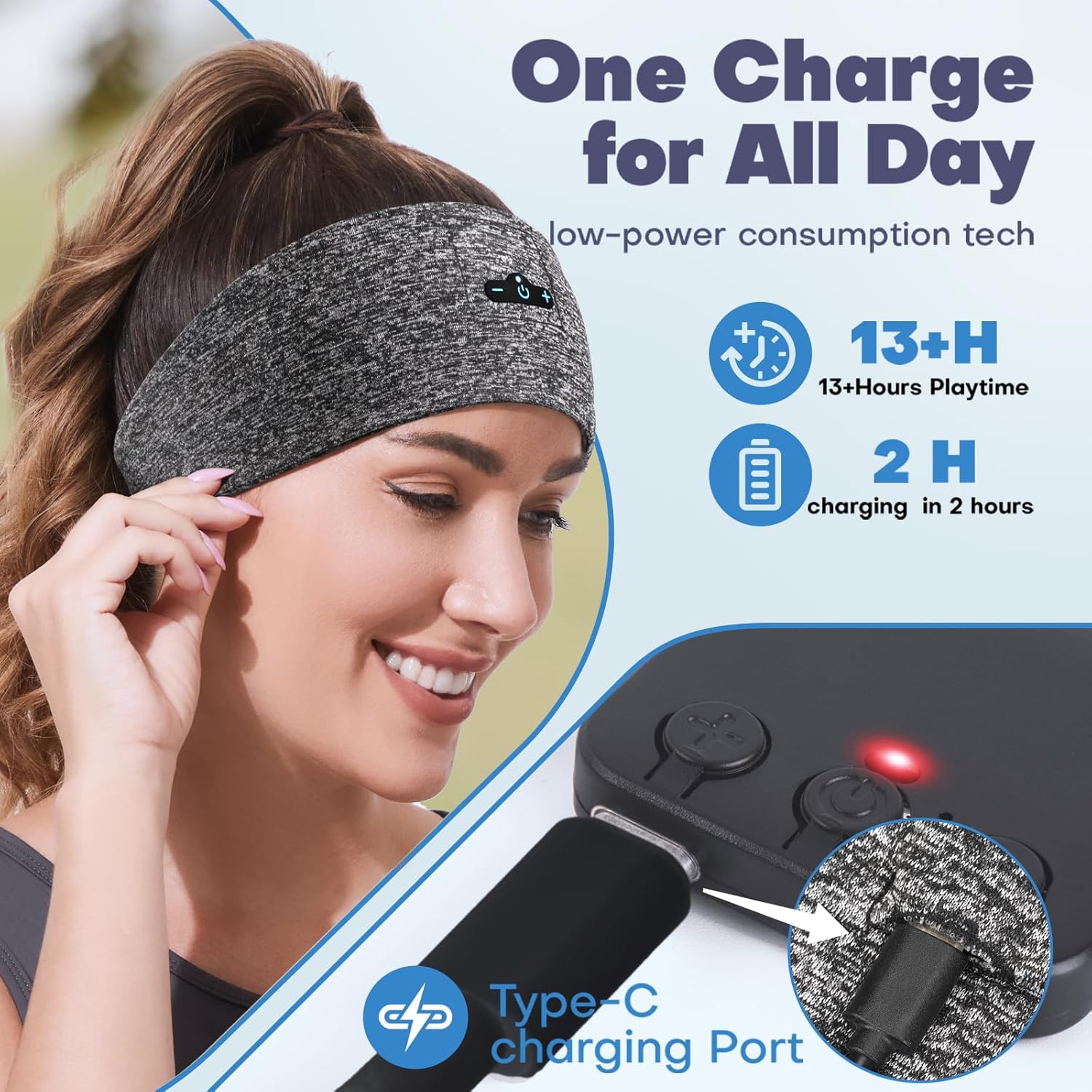 Sleep Headphones Bluetooth Headband for Side Sleeper 2-Pack, 14H Playtime, Wireless Headband Headphones with HD Stereo Speakers for Workout,Running,Yoga, Ideal Gifts for Men, Women, Teens